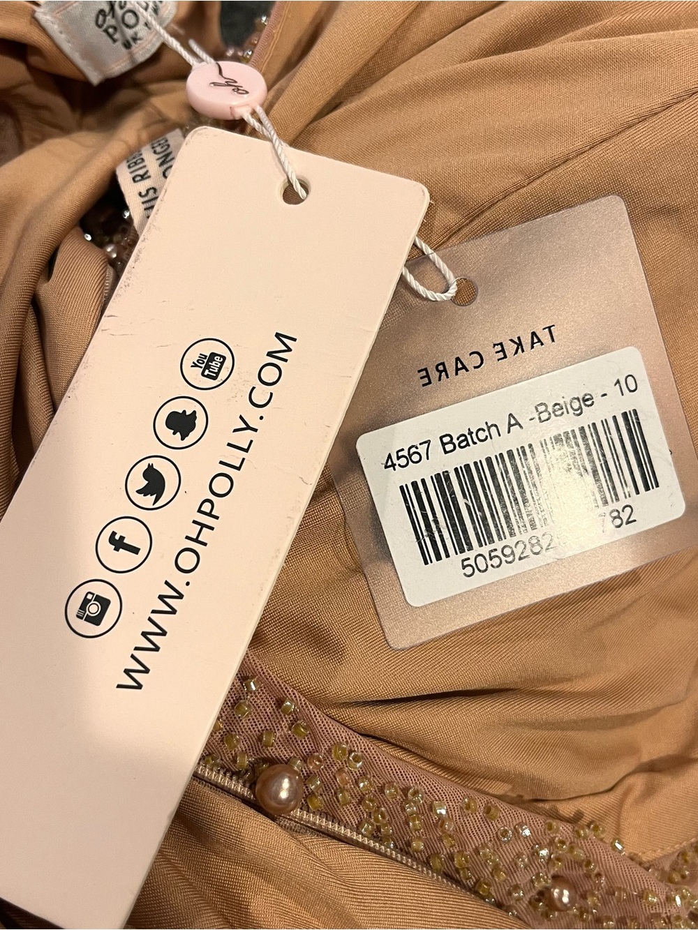 🌸NWT OH POLLY BORDEAUX BEIGE BEADED MAXI SKIRT SIZE 6🌸 - Picture 6 of 7